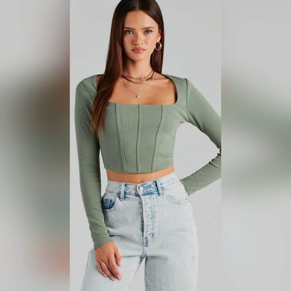 Tight Rib Knit Corset Crop Top
